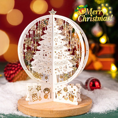 3D Christmas Tree Card - White - Decoration - 3D Christmas Card - Pop-Up Xmas Card-Grace Aura