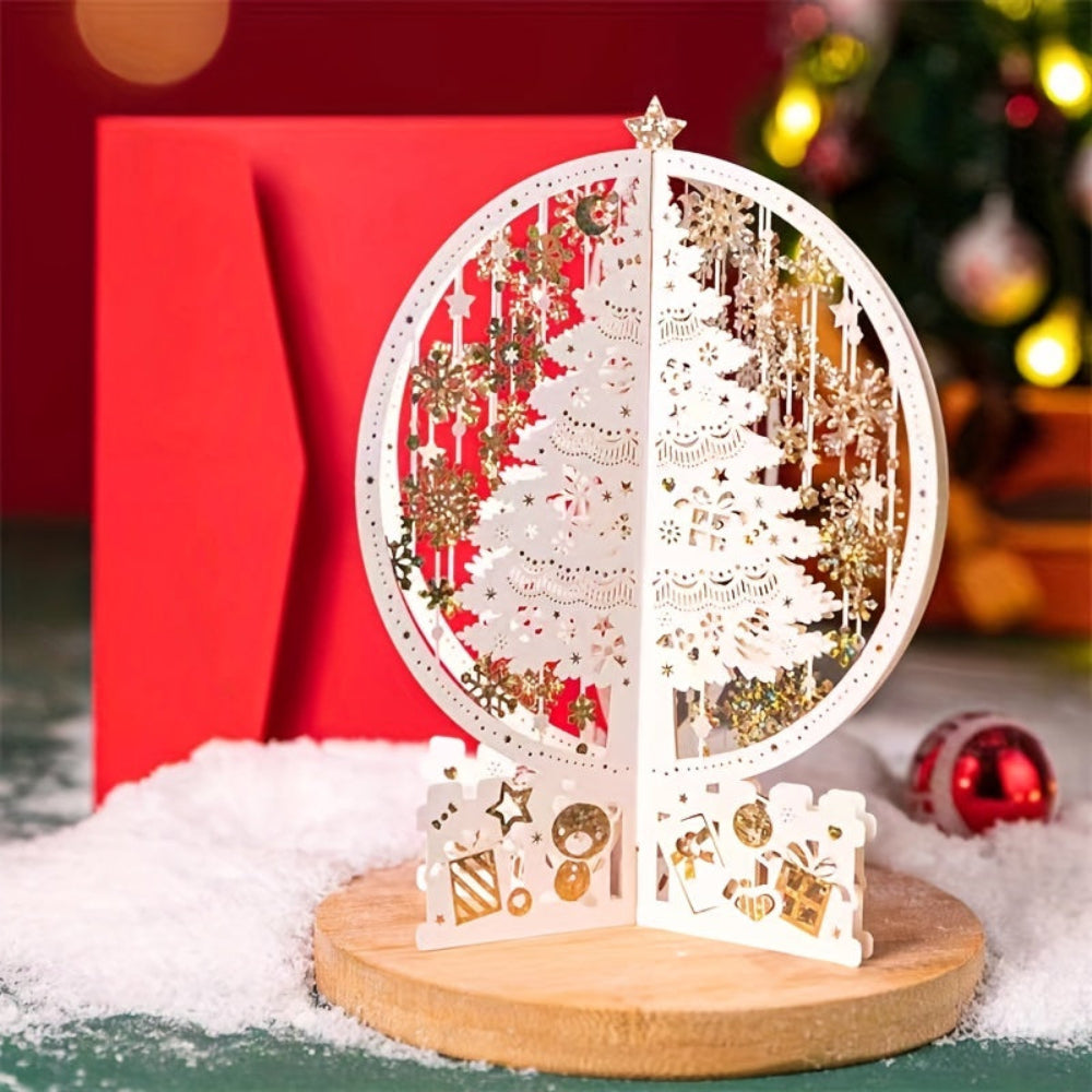 3D Christmas Tree Card - White - Decoration - 3D Christmas Card - Pop-Up Xmas Card-Grace Aura