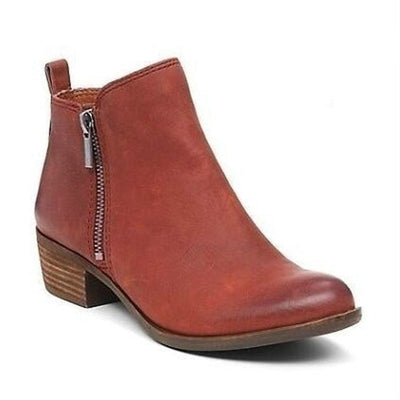 Ankle Boots | Block Heel | Low Heel | Leather Boots | Women's Boots-Grace Aura