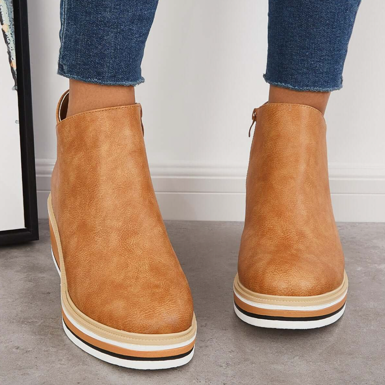 Ankle Boots | Wedge | Zipper | Platform Boots | Women's Boots-Grace Aura