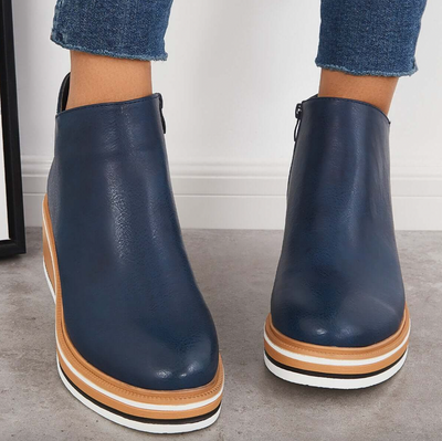 Ankle Boots | Wedge | Zipper | Platform Boots | Women's Boots-Grace Aura