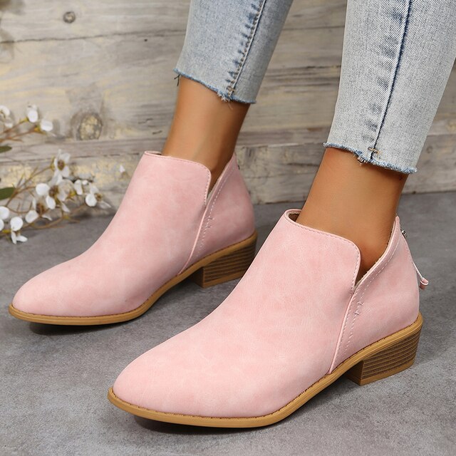 Ankle Boots - Women's Casual Low Heel Ankle Boots-Grace Aura