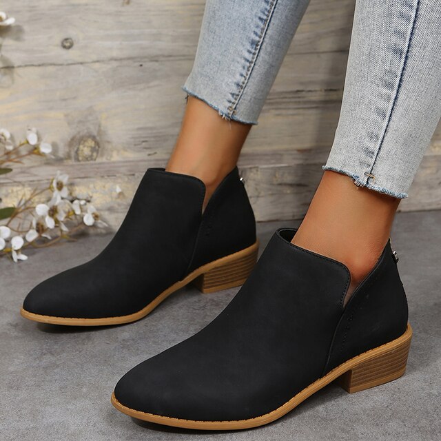 Ankle Boots - Women's Casual Low Heel Ankle Boots-Grace Aura