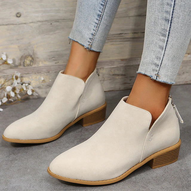 Ankle Boots - Women's Casual Low Heel Ankle Boots-Grace Aura