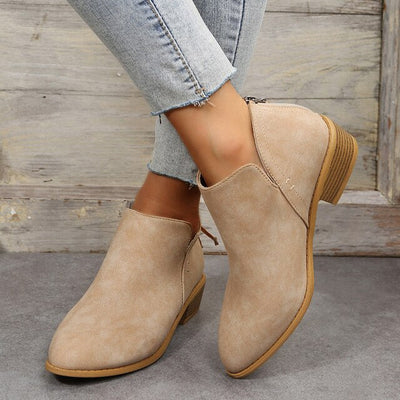 Ankle Boots - Women's Casual Low Heel Ankle Boots-Grace Aura