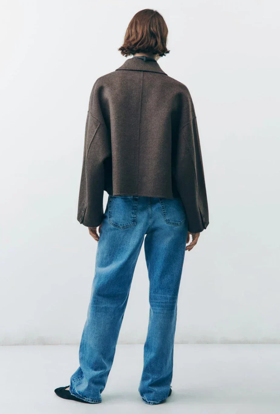 Autumn Jacket - Women's Brown Single Breasted Woolen Jacket-Grace Aura
