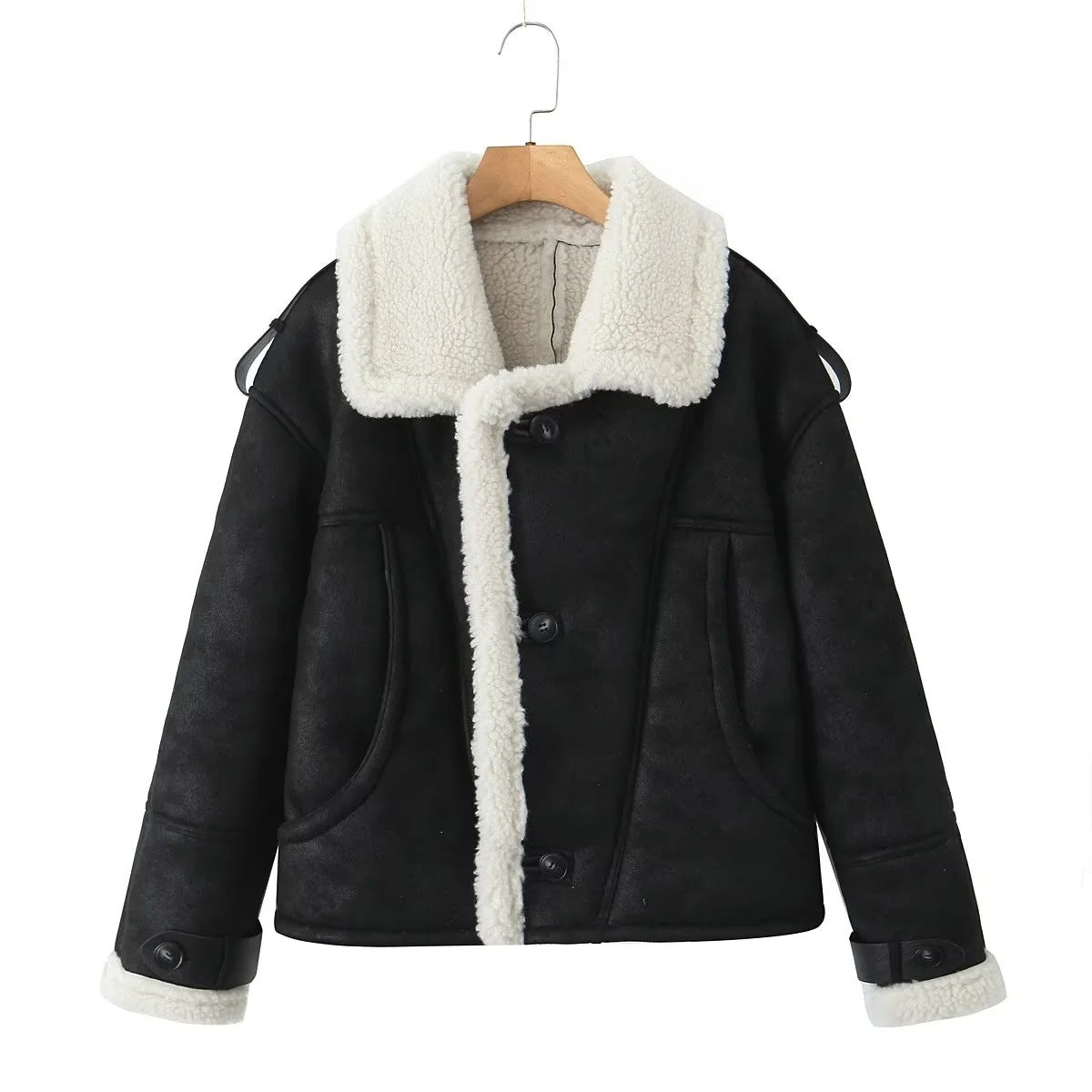 Aviator Jacket | Short | Sherpa | Fleece-Lined Jacket | Women's Winter Jacket-Grace Aura