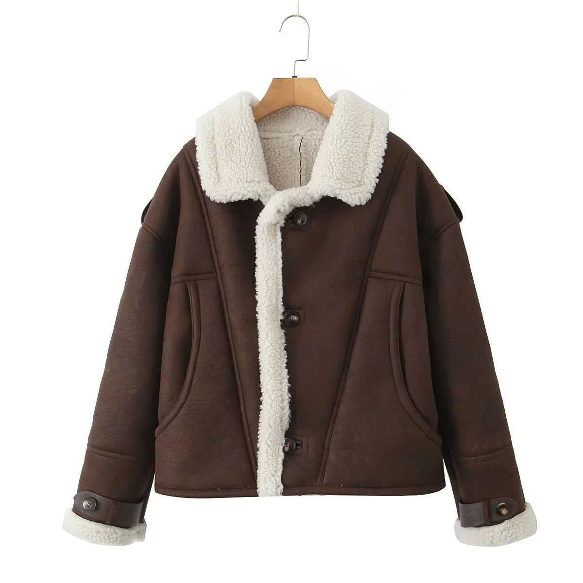Aviator Jacket | Short | Sherpa | Fleece-Lined Jacket | Women's Winter Jacket-Grace Aura