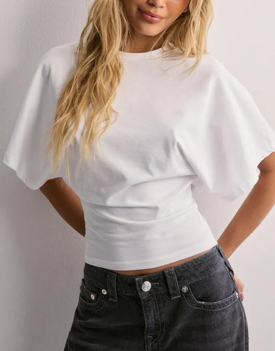 Batwing Shirt - Crew Neck - Wide Sleeve - Short Sleeve Blouse - T-Shirts for Women-Grace Aura