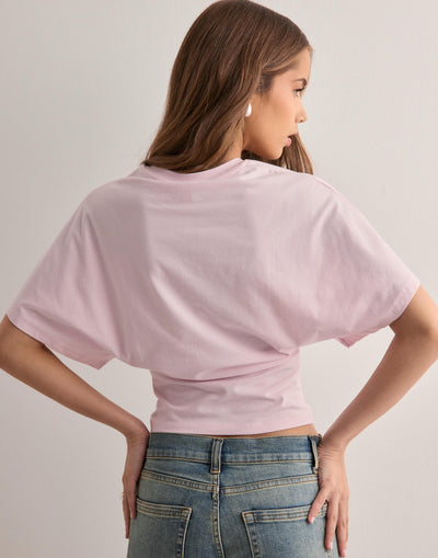Batwing Shirt - Crew Neck - Wide Sleeve - Short Sleeve Blouse - T-Shirts for Women-Grace Aura
