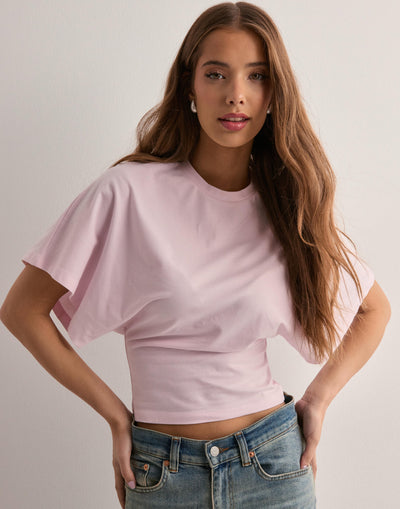 Batwing Shirt - Crew Neck - Wide Sleeve - Short Sleeve Blouse - T-Shirts for Women-Grace Aura