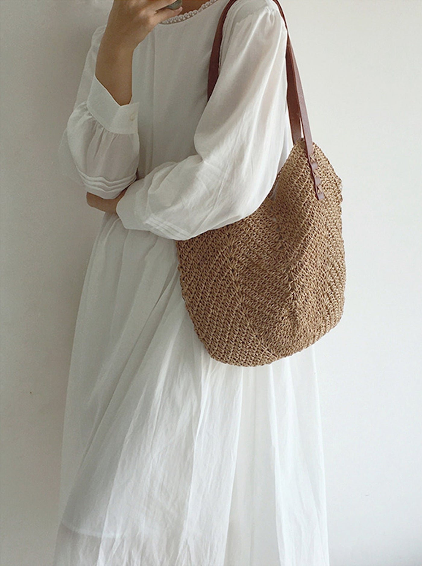 Beach Bag - Women's Large Shoulder Hobo Straw Bag-Grace Aura