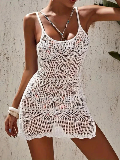 Beach Cover Up, Knitted, Sleeveless, Bikini Cover Up, Beach Outfits-Grace Aura