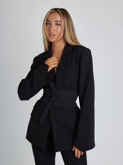 Belted Blazer | Elegant | Bell Sleeve | Slim Blazer | Women's Blazer-Grace Aura