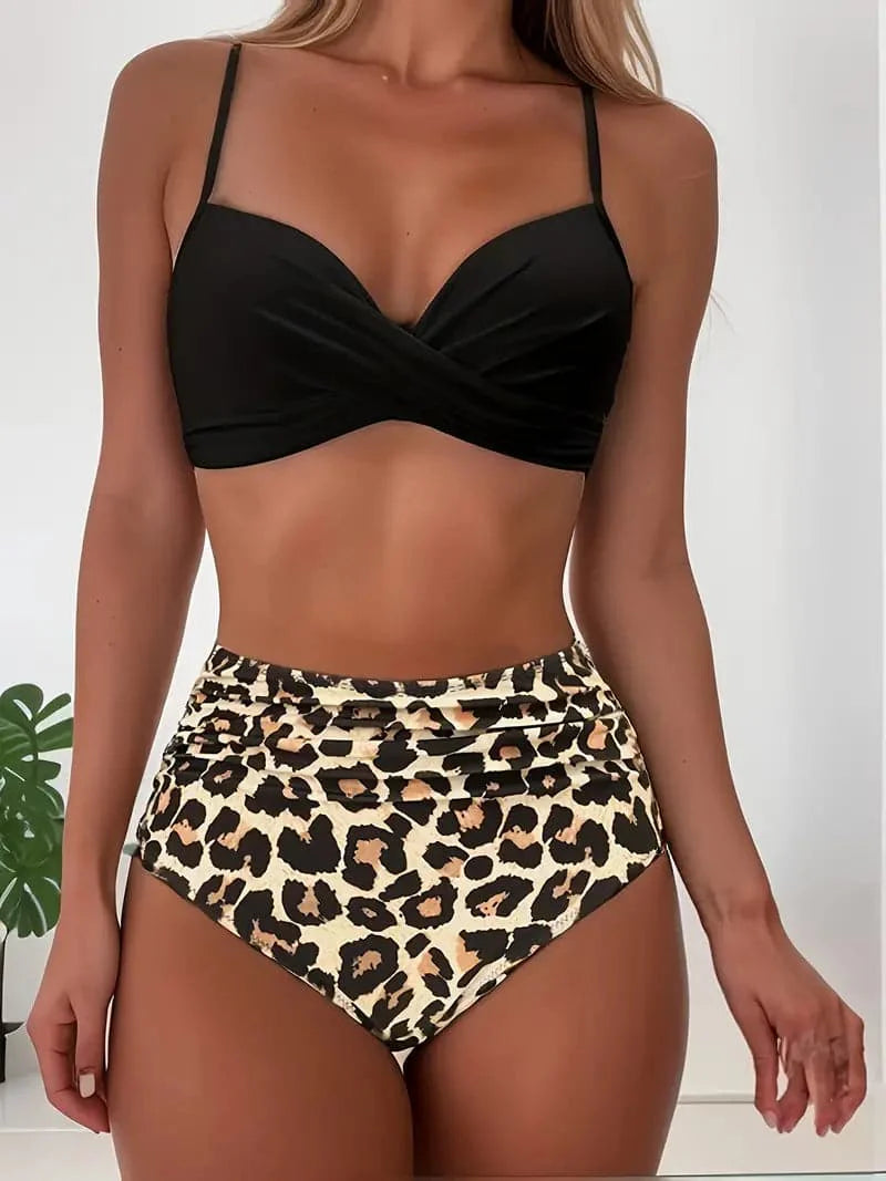 Bikini Set | Ruched | Twisted | High Waist Bikini | Women's Swimwear-Grace Aura