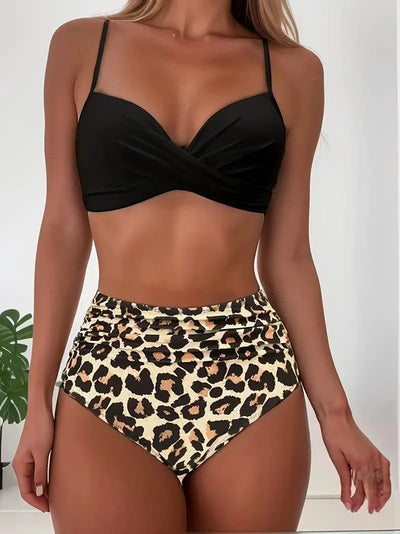 Bikini Set | Ruched | Twisted | High Waist Bikini | Women's Swimwear-Grace Aura