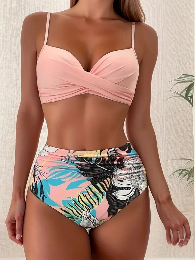 Bikini Set | Ruched | Twisted | High Waist Bikini | Women's Swimwear-Grace Aura