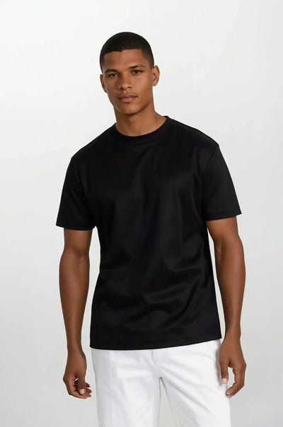 Black T-Shirt | Round Neck | Relaxed Fit | Plain T-Shirt | Men's T-Shirt-Grace Aura