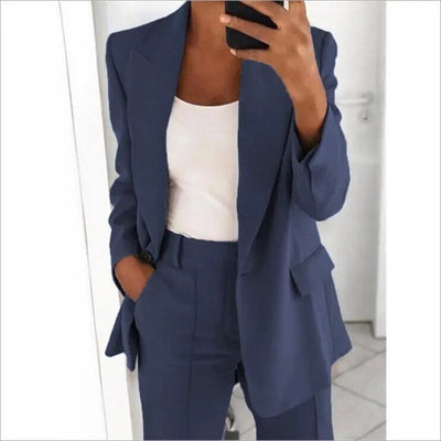 Blazer Set | Single Breasted | Wide Leg | Two-Piece Set | Women's Suit Set-Grace Aura