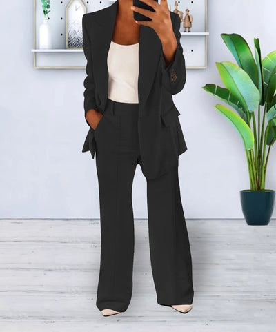 Blazer Set | Single Breasted | Wide Leg | Two-Piece Set | Women's Suit Set-Grace Aura