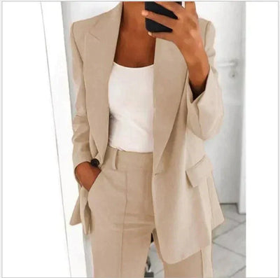 Blazer Set | Single Breasted | Wide Leg | Two-Piece Set | Women's Suit Set-Grace Aura