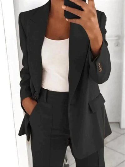 Blazer Set | Single Breasted | Wide Leg | Two-Piece Set | Women's Suit Set-Grace Aura