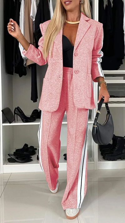 Blazer Set - Women's Casual Wide Leg Pants Two-Piece Set-Grace Aura
