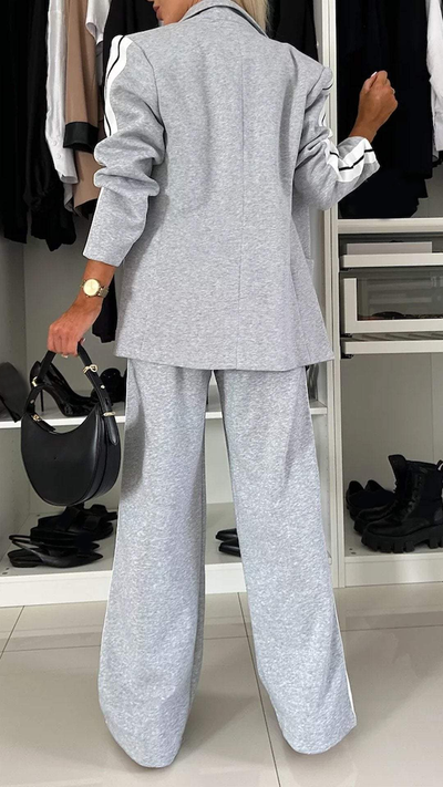 Blazer Set - Women's Casual Wide Leg Pants Two-Piece Set-Grace Aura