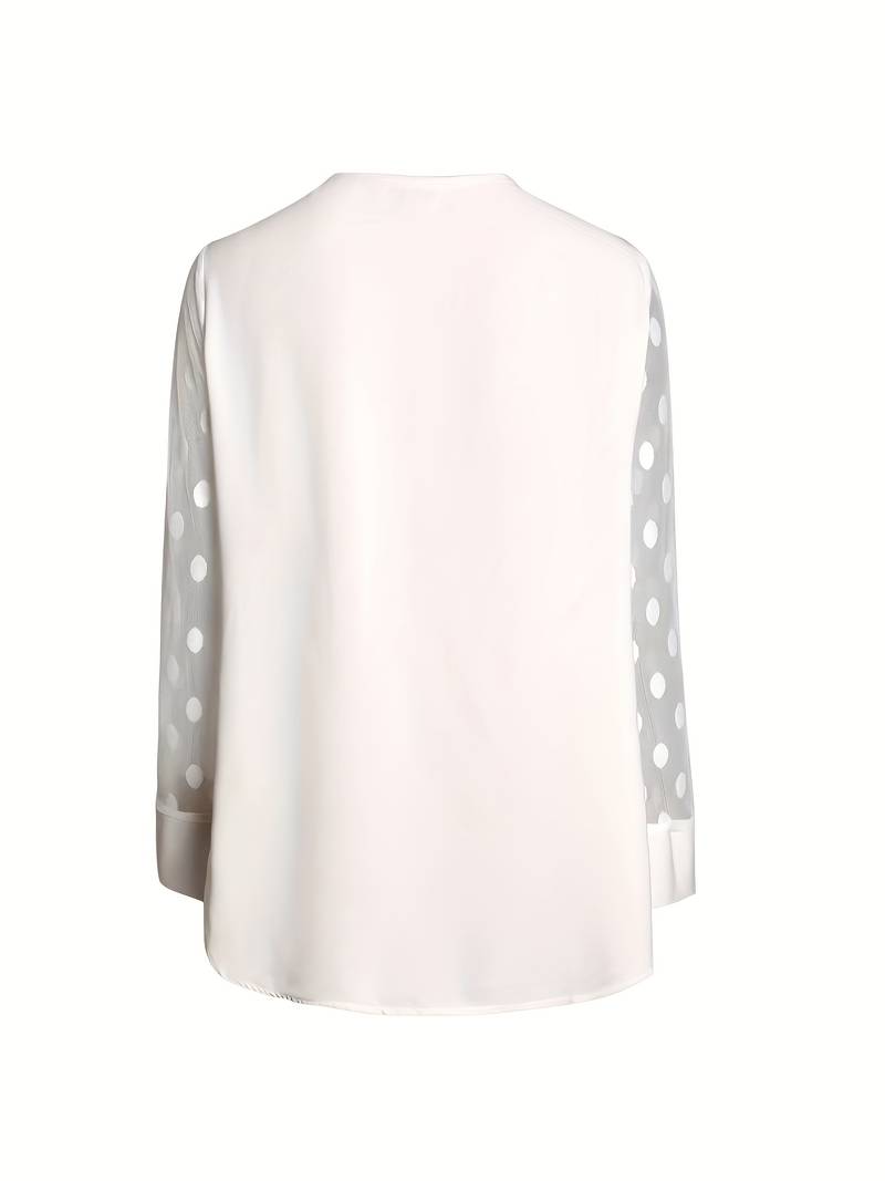 Blouse - Sheer Sleeve - Loose Fit - Long Sleeve Tops - Women's Clothing-Grace Aura