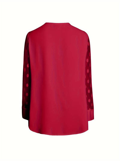 Blouse - Sheer Sleeve - Loose Fit - Long Sleeve Tops - Women's Clothing-Grace Aura