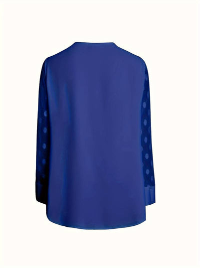 Blouse - Sheer Sleeve - Loose Fit - Long Sleeve Tops - Women's Clothing-Grace Aura