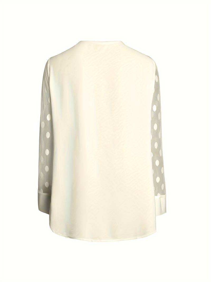 Blouse - Sheer Sleeve - Loose Fit - Long Sleeve Tops - Women's Clothing-Grace Aura