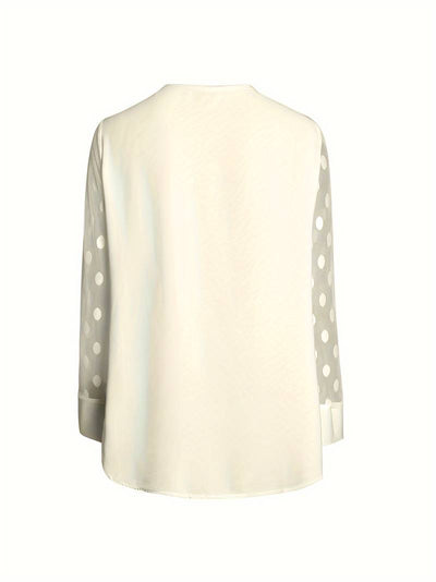 Blouse - Sheer Sleeve - Loose Fit - Long Sleeve Tops - Women's Clothing-Grace Aura