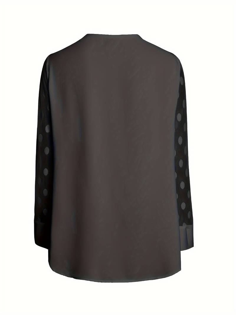 Blouse - Sheer Sleeve - Loose Fit - Long Sleeve Tops - Women's Clothing-Grace Aura