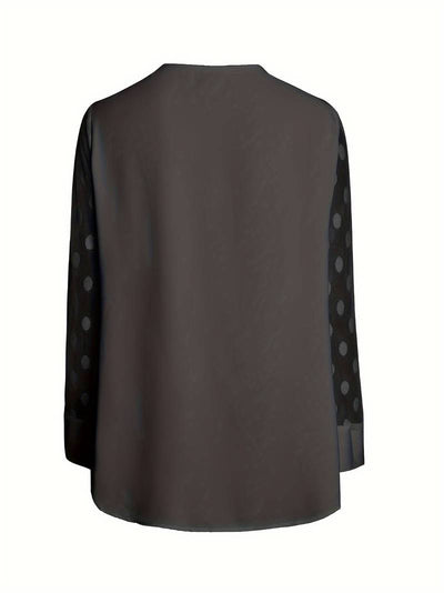 Blouse - Sheer Sleeve - Loose Fit - Long Sleeve Tops - Women's Clothing-Grace Aura