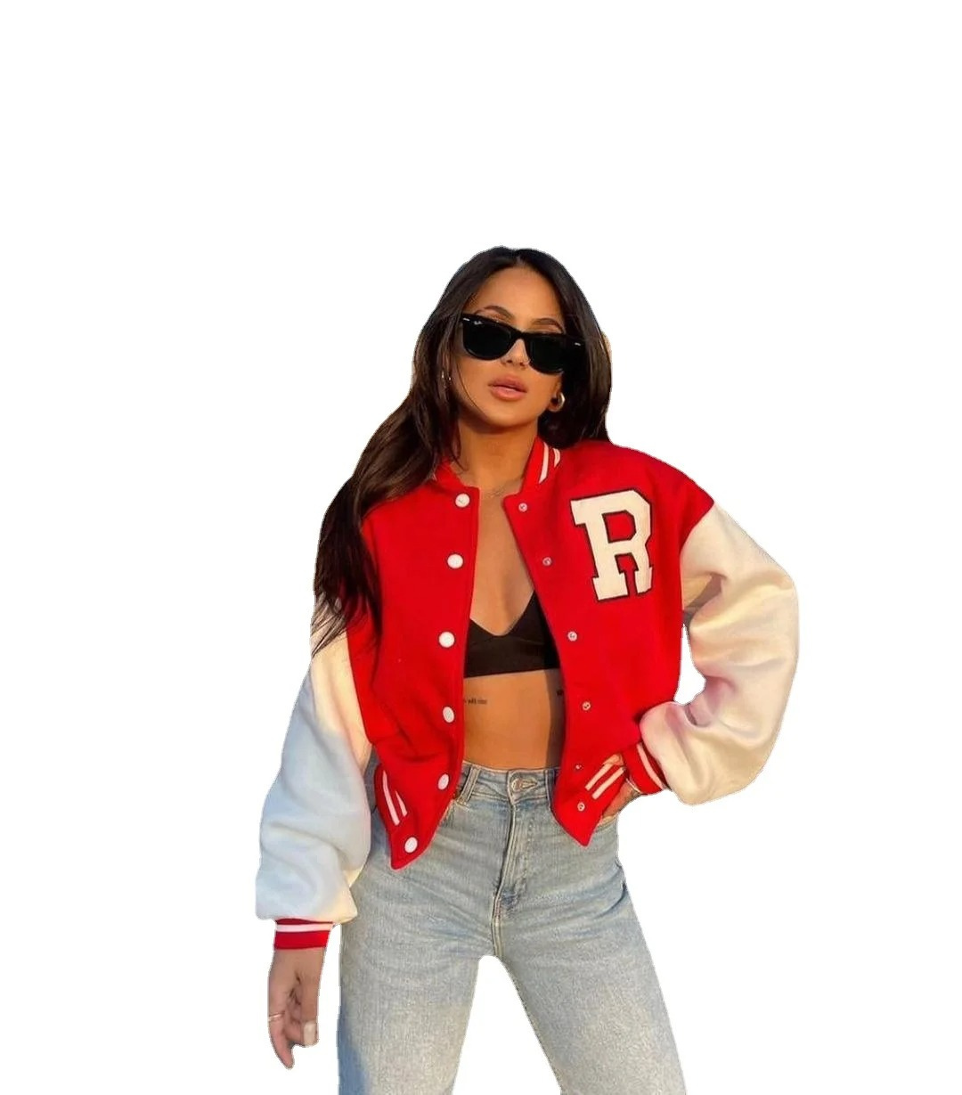 Bomber Jacket | Oversized | Button-Up | Baseball Jacket | Women's Jacket-Grace Aura