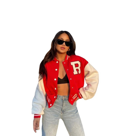 Bomber Jacket | Oversized | Button-Up | Baseball Jacket | Women's Jacket-Grace Aura