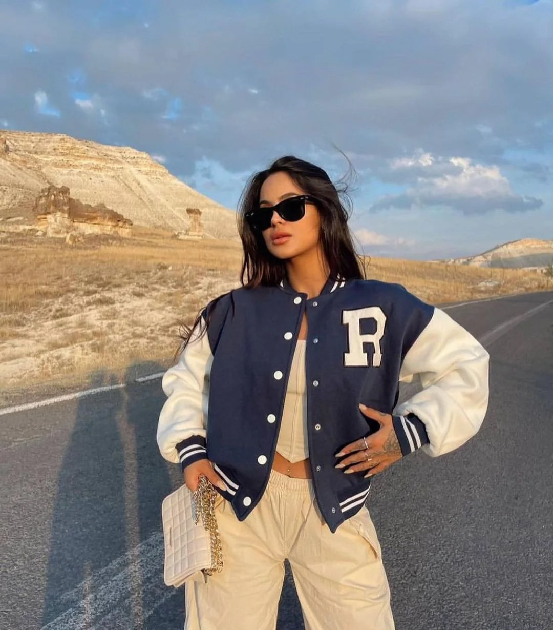 Bomber Jacket | Oversized | Button-Up | Baseball Jacket | Women's Jacket-Grace Aura