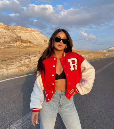 Bomber Jacket | Oversized | Button-Up | Baseball Jacket | Women's Jacket-Grace Aura