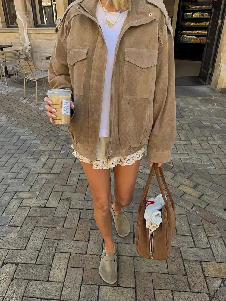 Bomber Jacket - Oversized - Zip-Up - Autumn Jacket - Women's Jacket -Grace Aura