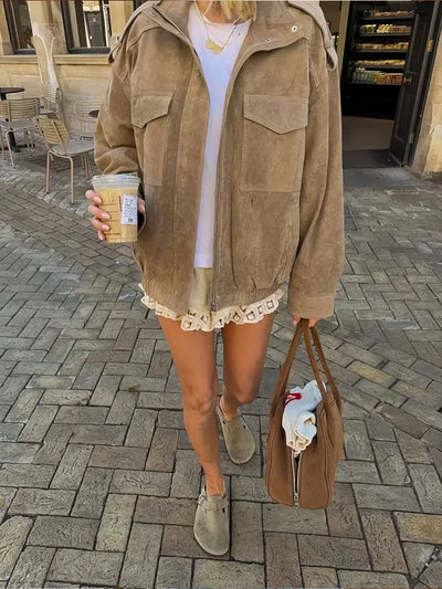 Bomber Jacket - Oversized - Zip-Up - Autumn Jacket - Women's Jacket -Grace Aura