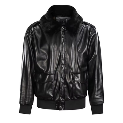 Bomber Jacket | Vintage | Faux Leather | Leather Bomber Jacket | Men's Jackets-Grace Aura