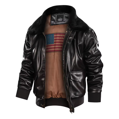 Bomber Jacket | Vintage | Faux Leather | Leather Bomber Jacket | Men's Jackets-Grace Aura