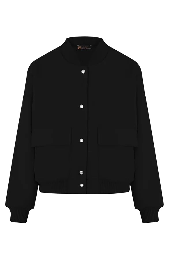 Bomber Jacket - Women's Button-Up Short Aviator Jacket-Grace Aura