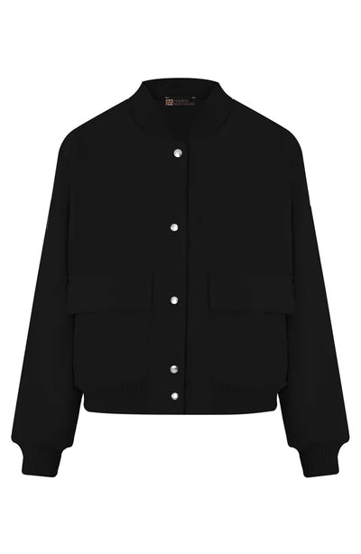 Bomber Jacket - Women's Button-Up Short Aviator Jacket-Grace Aura