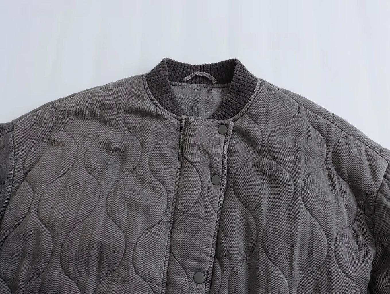 Bomber Jacket - Women's Gray Zip-Up Oversized Winter Bomber Jacket -Grace Aura