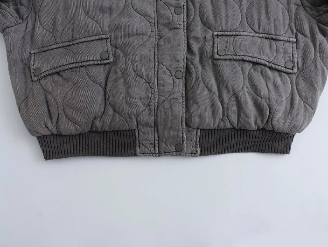 Bomber Jacket - Women's Gray Zip-Up Oversized Winter Bomber Jacket -Grace Aura