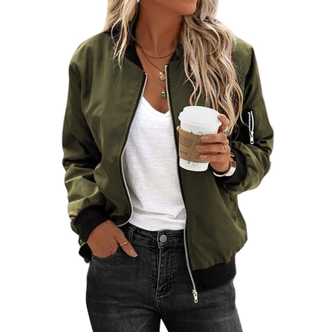 Bomber Jacket - Zip-Up - Lightweight - Summer Jacket - Women's Jacket-Grace Aura