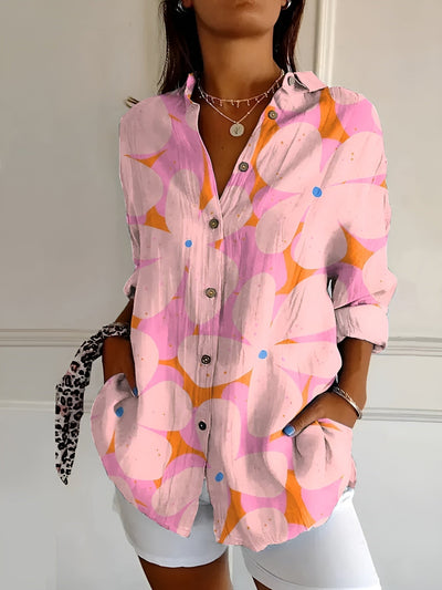 Button-Up Blouse | Printed | Loose Fit | Long Sleeve Blouse | Button-Up Shirts for Women-Grace Aura