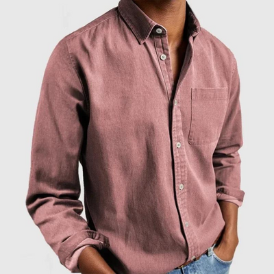 Button-Up Shirt | Long Sleeve | Collared | Denim Shirt | Men's Shirt-Grace Aura